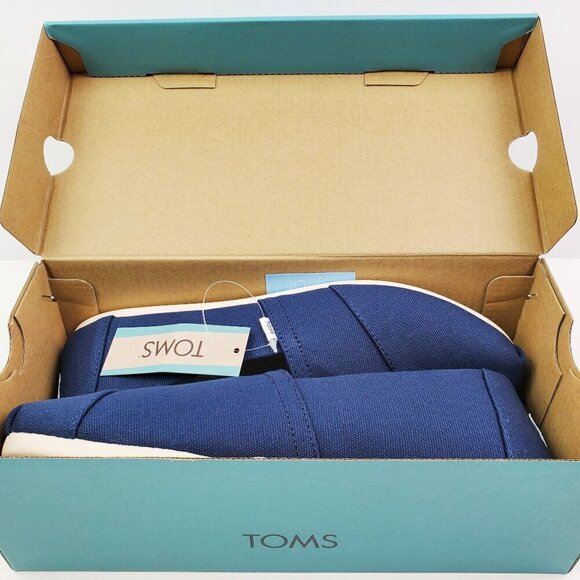 TOMS Alpargata Slip-On Shoes Navy Recycled Cotton Canvas Women's 9.5 NIB - Picture 2 of 12